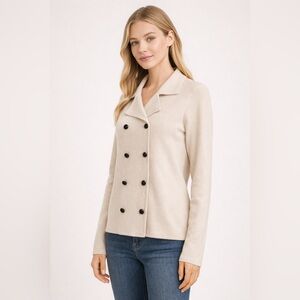 H&M Cream Double Breasted Soft Knit Cardigan | Size M | Like New